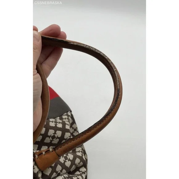 Kate Spade Brown/Cream/Scarlet Canvas, Leather Hobo Bag - Picture 6 of 12